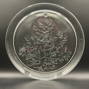 13” Glass Christmas Tree Holiday Platter By Indiana Glass